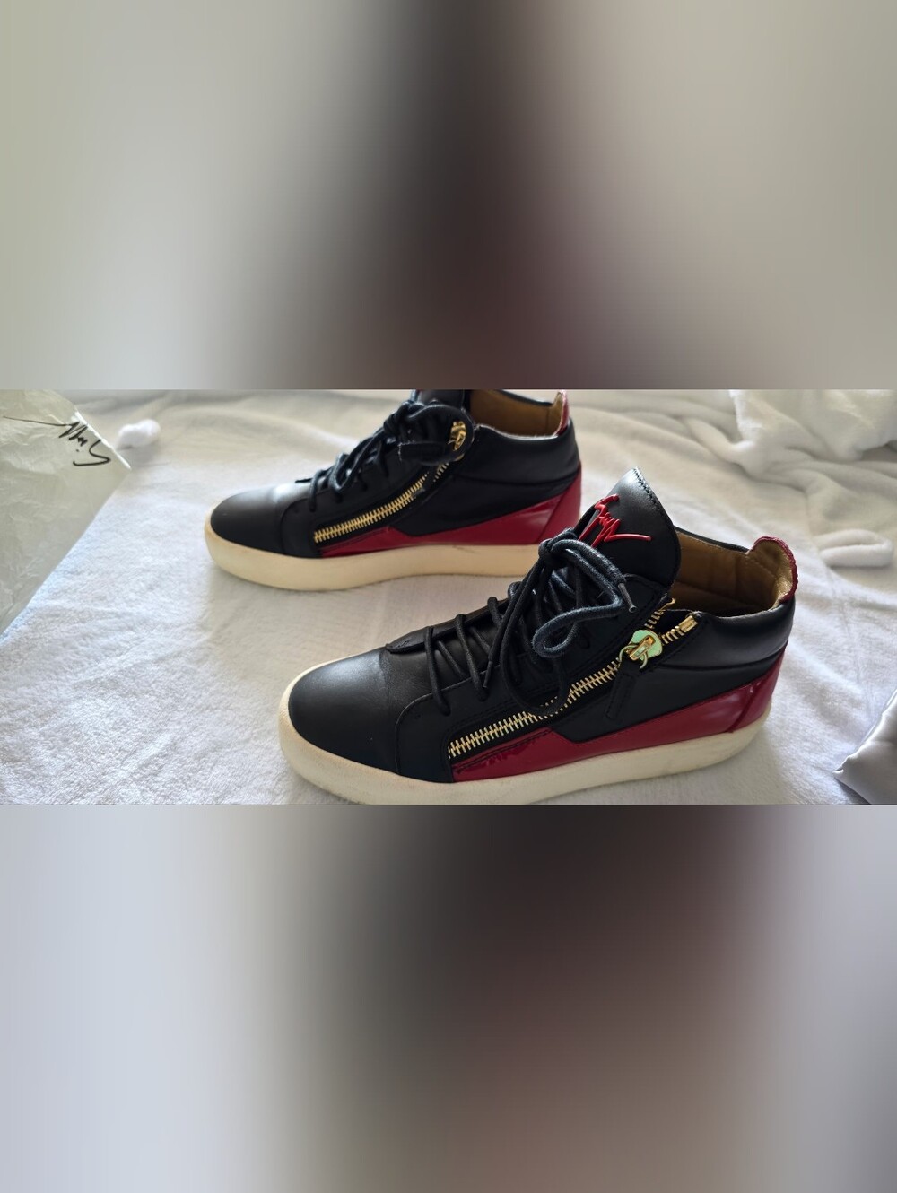 Black and Red Guiseppe Zanotti High-Top Sneakers In Patent Leather